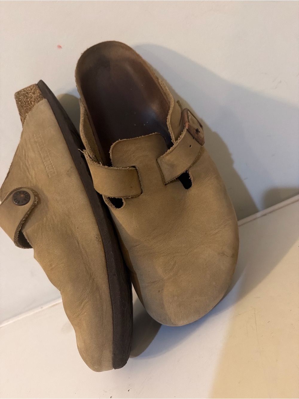 Birkenstocks tan leather women muler Leather clog sz 9 - Picture 3 of 5